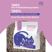 PurrHaven Green Tea Clumping Cat & Kitty Litter, 7.5kg (3 Pack),Dust Free,Natural Flusable,Easy to XFPH-CL-GT-3PL