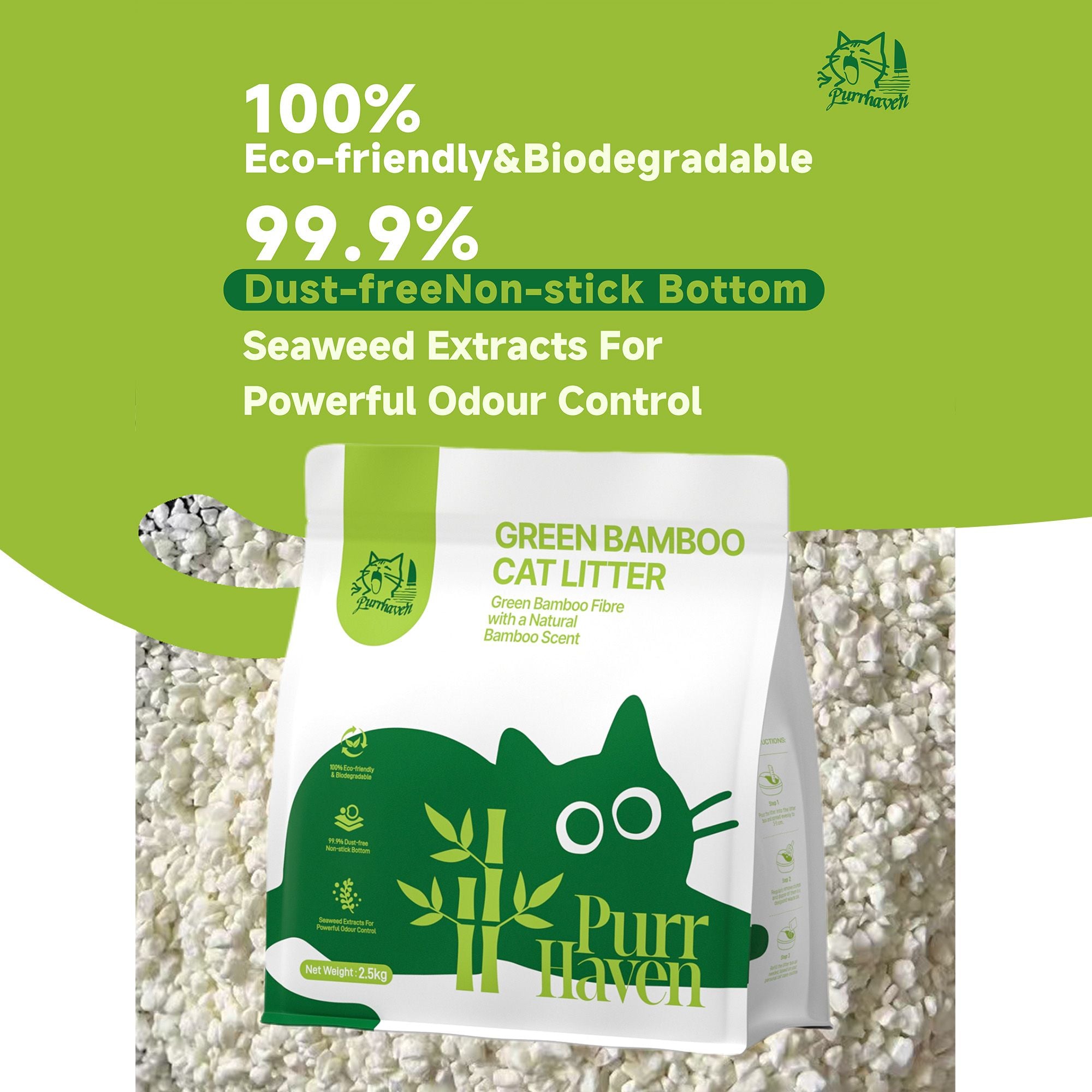 PurrHaven Tapioca Clumping Cat & Kitty Litter, 7.5kg (3 Pack),Dust Free,Easy to Clean,Odour Neutraliser,Rapid XFPH-CL-TP-3MIX