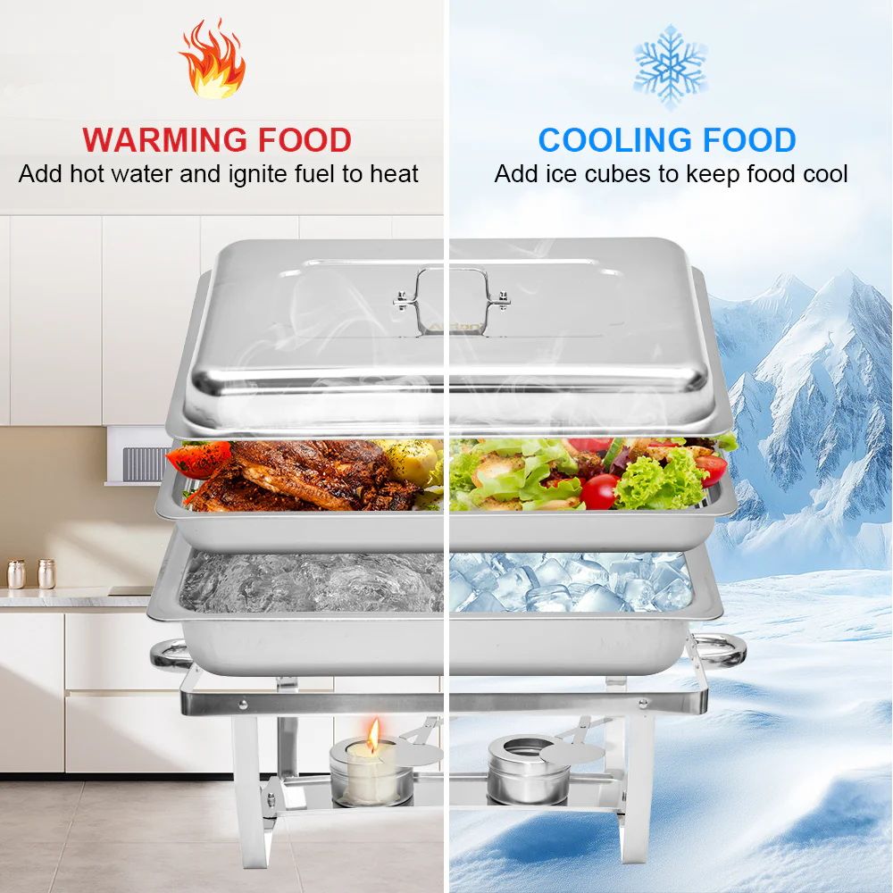 Alston 9L Chafing Dish Set, Premium 410 Stainless Steel Buffet Warmer, Bain Marie Food Server with Fuel XFYA-BW-1T