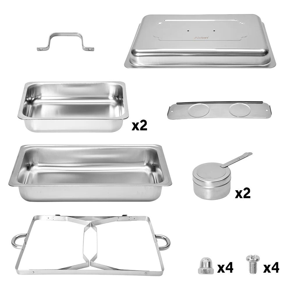Alston 4.5LX2 Chafing Dish Set, Premium 410 Stainless Steel Buffet Warmer, Bain Marie Food Server with Fuel XFYA-BW-2T
