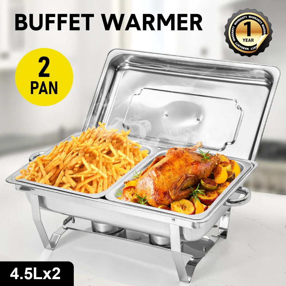 Alston 4.5LX2 Chafing Dish Set, Premium 410 Stainless Steel Buffet Warmer, Bain Marie Food Server with Fuel XFYA-BW-2T