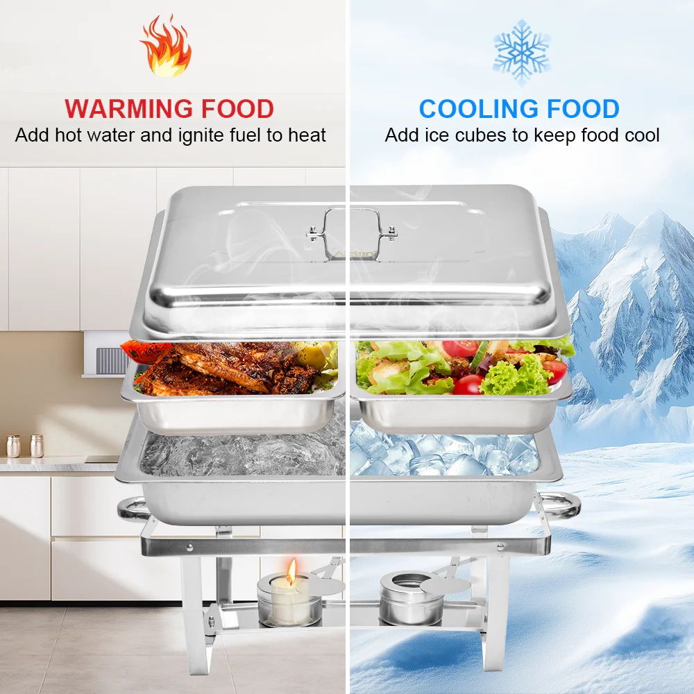 Alston 4.5LX2 Chafing Dish Set, Premium 410 Stainless Steel Buffet Warmer, Bain Marie Food Server with Fuel XFYA-BW-2T