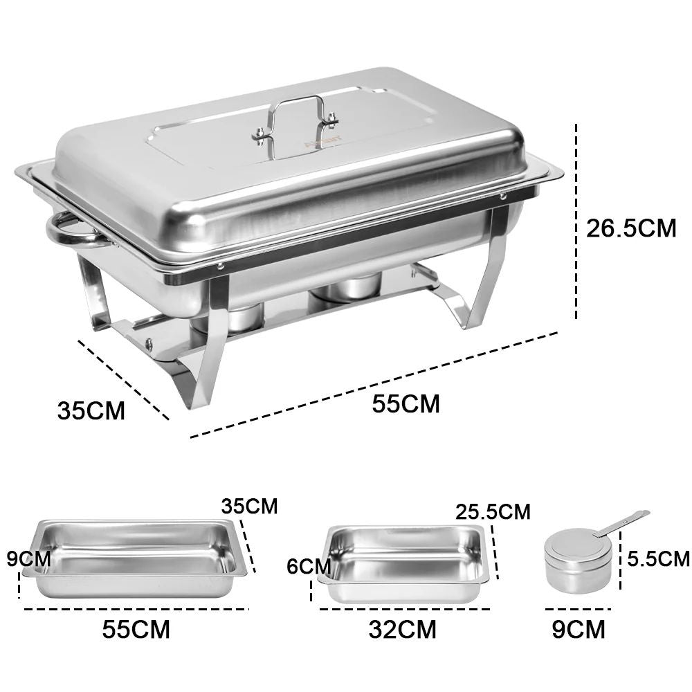 Alston 4.5LX2 Chafing Dish Set, Premium 410 Stainless Steel Buffet Warmer, Bain Marie Food Server with Fuel XFYA-BW-2T