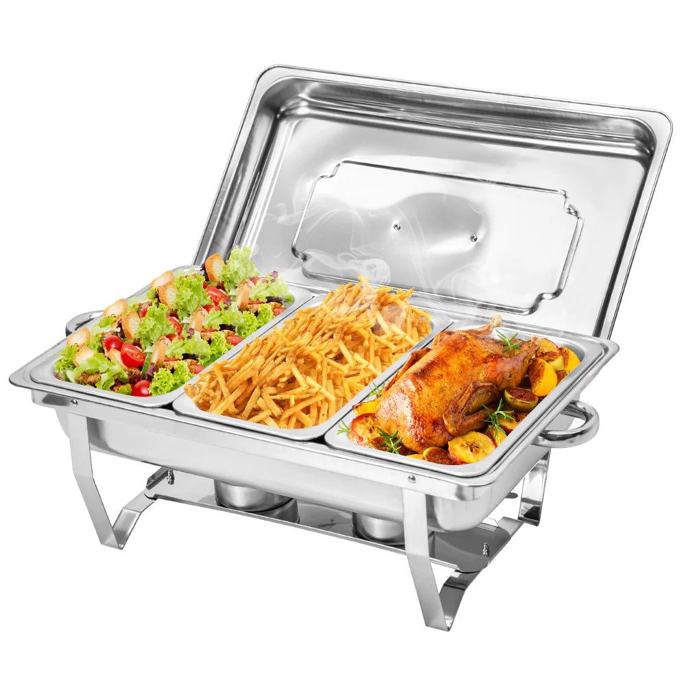 Alston 3LX3 Chafing Dish Set, Premium 410 Stainless Steel Buffet Warmer, Bain Marie Food Server with Fuel XFYA-BW-3T