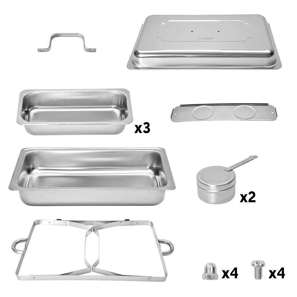 Alston 3LX3 Chafing Dish Set, Premium 410 Stainless Steel Buffet Warmer, Bain Marie Food Server with Fuel XFYA-BW-3T