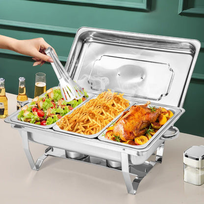 Alston 3LX3 Chafing Dish Set, Premium 410 Stainless Steel Buffet Warmer, Bain Marie Food Server with Fuel XFYA-BW-3T
