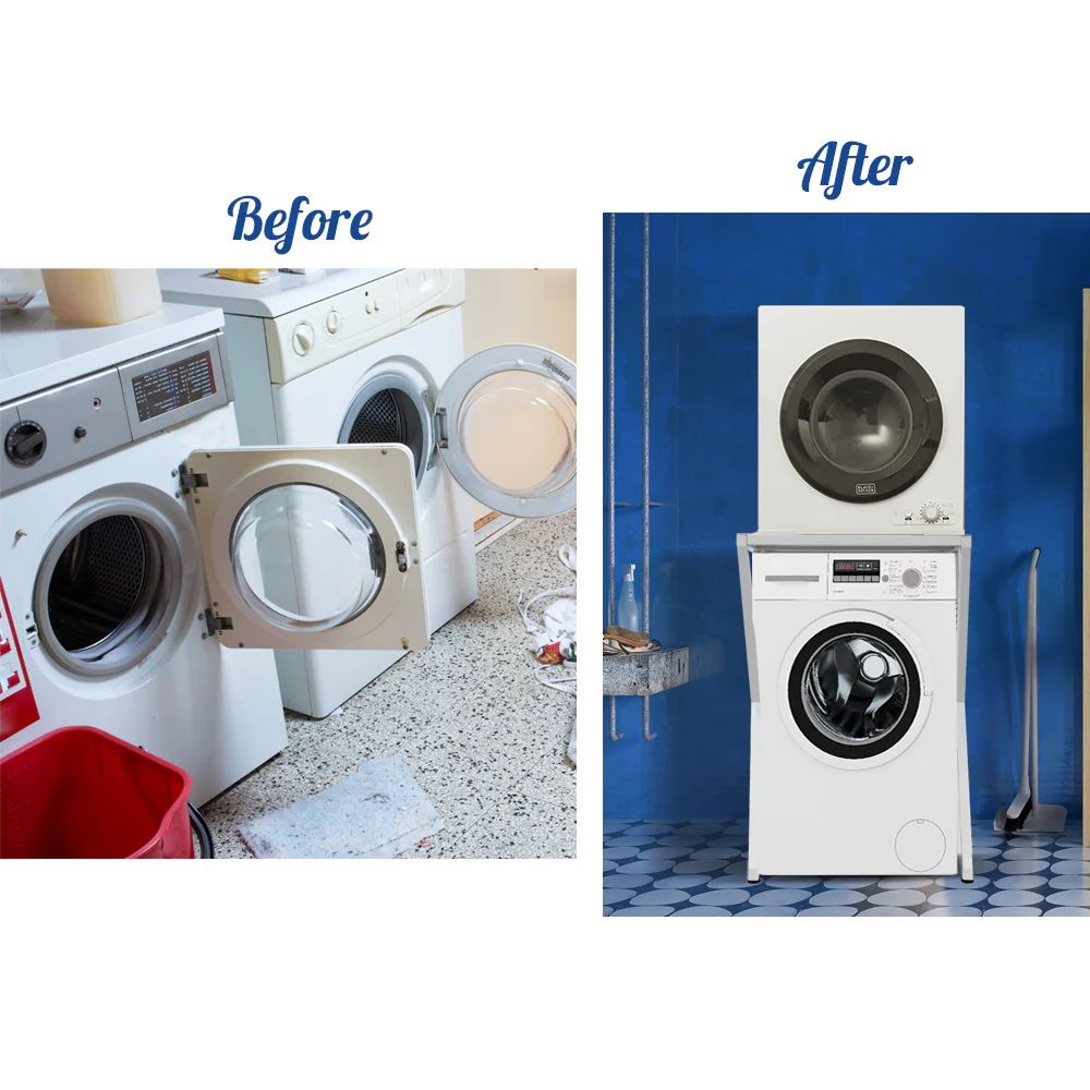 Dryer Stand Over Front Loading Washing Machine, 100kg Heavy Duty Steel Stacking Kit, 102x67x60cm Space Saving XFYA-DS-WH