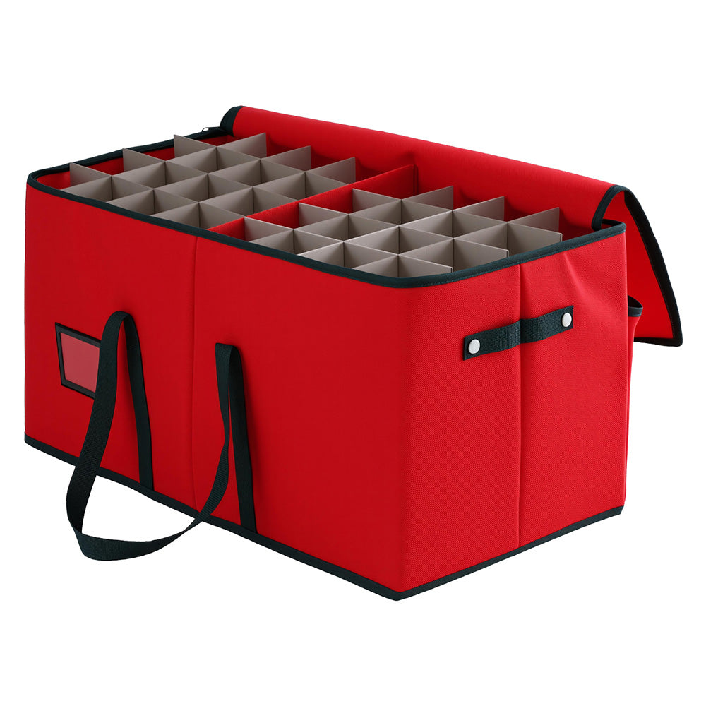 Jingle Jollys Christmas Baubles Storage Box 128 Slots Decor Ornaments Container XM-BAUBLES-BAG-128SLOT-RD