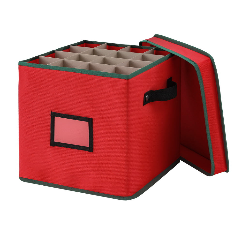 Jingle Jollys Christmas Baubles Storage Box 64 Dividers Xmas Ornaments Container XM-BAUBLES-BAG-RD