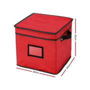 Jingle Jollys Christmas Baubles Storage Box 64 Dividers Xmas Ornaments Container XM-BAUBLES-BAG-RD