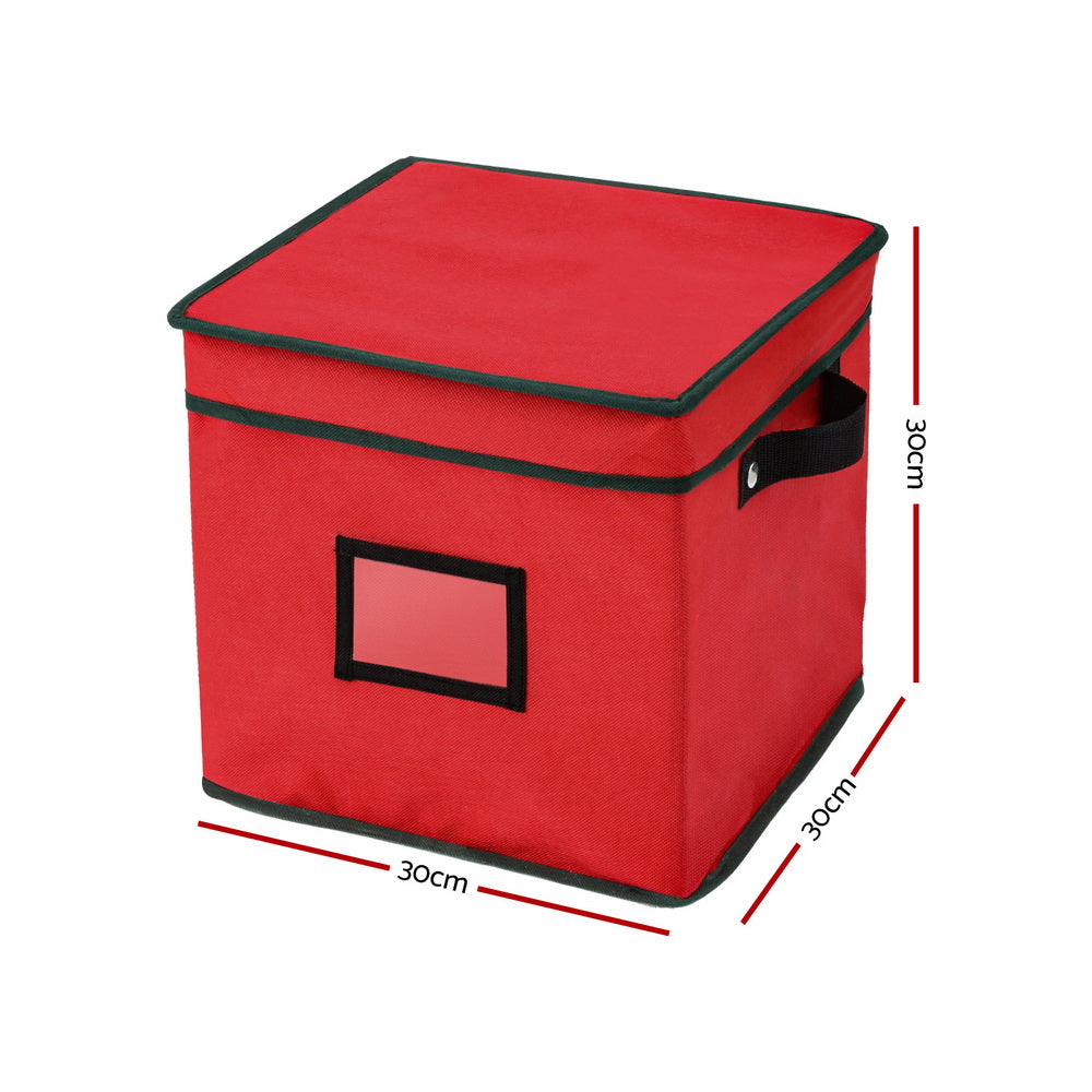 Jingle Jollys Christmas Baubles Storage Box 64 Dividers Xmas Ornaments Container XM-BAUBLES-BAG-RD