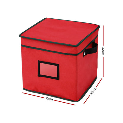 Jingle Jollys Christmas Baubles Storage Box 64 Dividers Xmas Ornaments Container XM-BAUBLES-BAG-RD