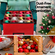 Jingle Jollys Christmas Baubles Storage Box 64 Dividers Xmas Ornaments Container XM-BAUBLES-BAG-RD