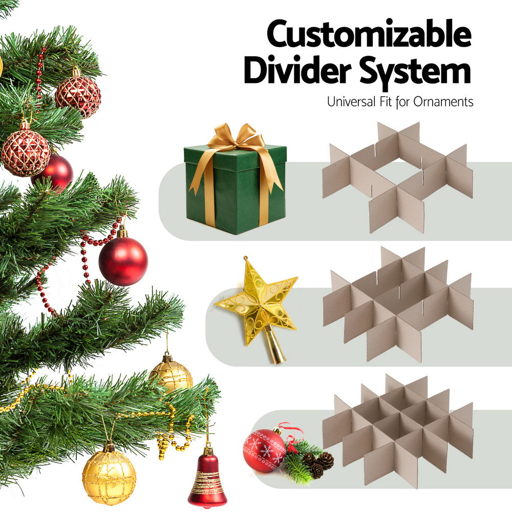 Jingle Jollys Christmas Baubles Storage Box 64 Dividers Xmas Ornaments Container XM-BAUBLES-BAG-RD
