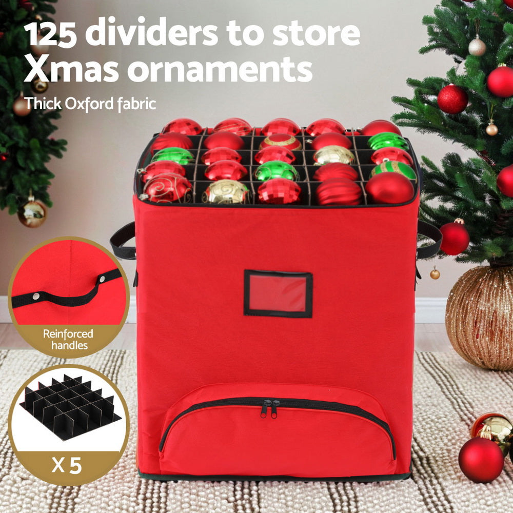 Jingle Jollys Christmas Baubles Storage Cart Roller 125 Dividers XM-BAUBLES-BAG-RD-ROLLER