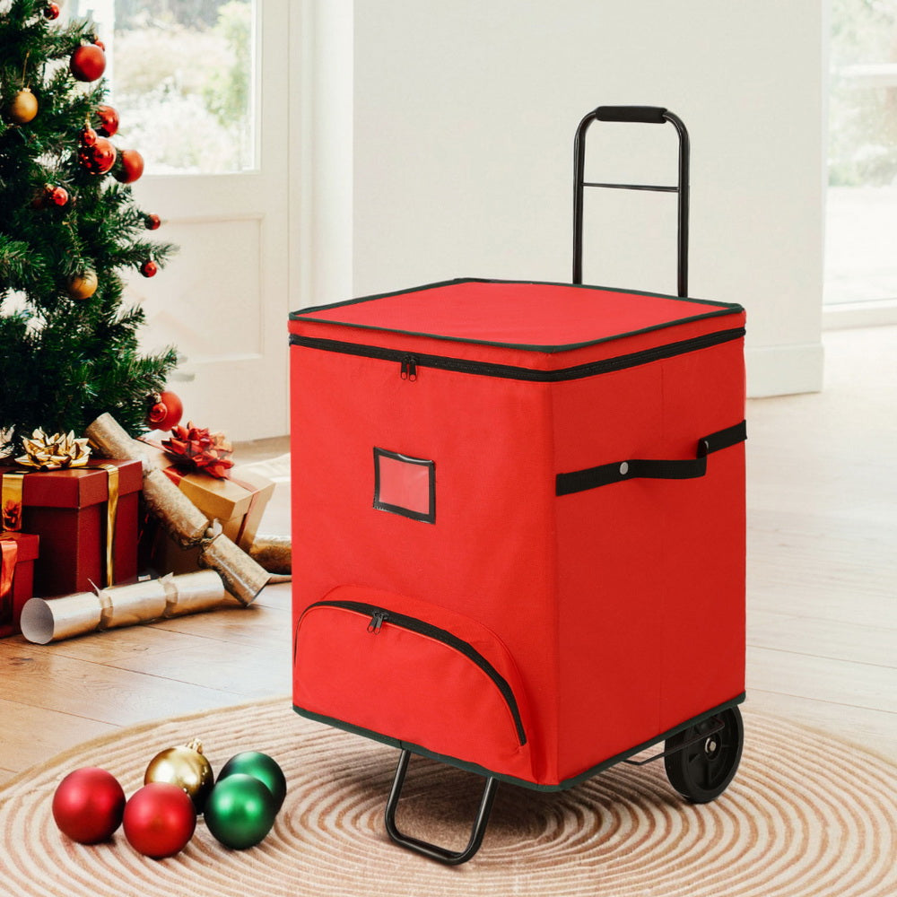 Jingle Jollys Christmas Baubles Storage Cart Roller 125 Dividers XM-BAUBLES-BAG-RD-ROLLER