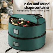 Jingle Jollys Christmas Garland Wreath Storage Bag 2-Tier Ornaments Holder 60cm XM-GAR-WRE-2T-BAG