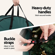 Jingle Jollys Christmas Garland Wreath Storage Bag 2-Tier Ornaments Holder 60cm XM-GAR-WRE-2T-BAG