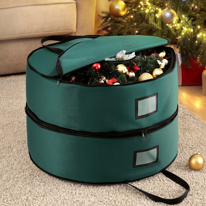 Jingle Jollys Christmas Garland Wreath Storage Bag 2-Tier Ornaments Holder 60cm XM-GAR-WRE-2T-BAG