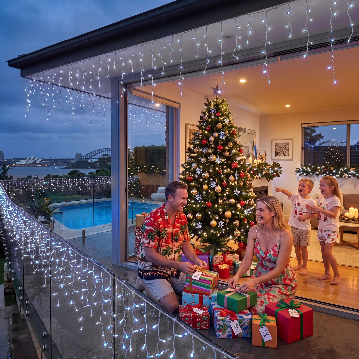 Jingle Jollys 32M Christmas Lights Solar Icicle String Lights 960 LED Cool White