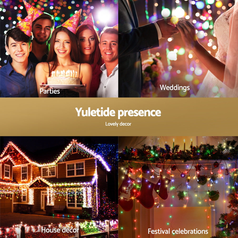 32M Christmas Lights Icicle Light 960 LED Multi-coloured Jingle Jollys XM-LED-960-IC-MC-40M-SLA