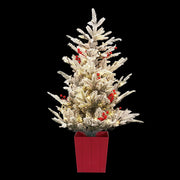 Jingle Jollys Christmas Tree 1M LED Potted Xmas Party Decor Red Barries Flocked XM-TR-3FT-GS-LED-POT