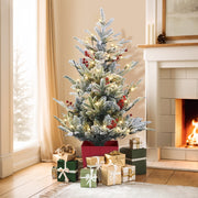 Jingle Jollys Christmas Tree 1M LED Potted Xmas Party Decor Red Barries Flocked XM-TR-3FT-GS-LED-POT