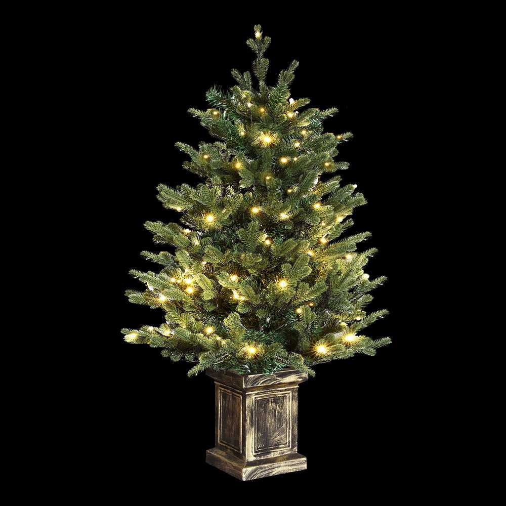 Jingle Jollys Christmas Tree 1.2M LED Potted Xmas Tree Party Decor 8 Light Modes XM-TR-4FT-GR-LED-POT