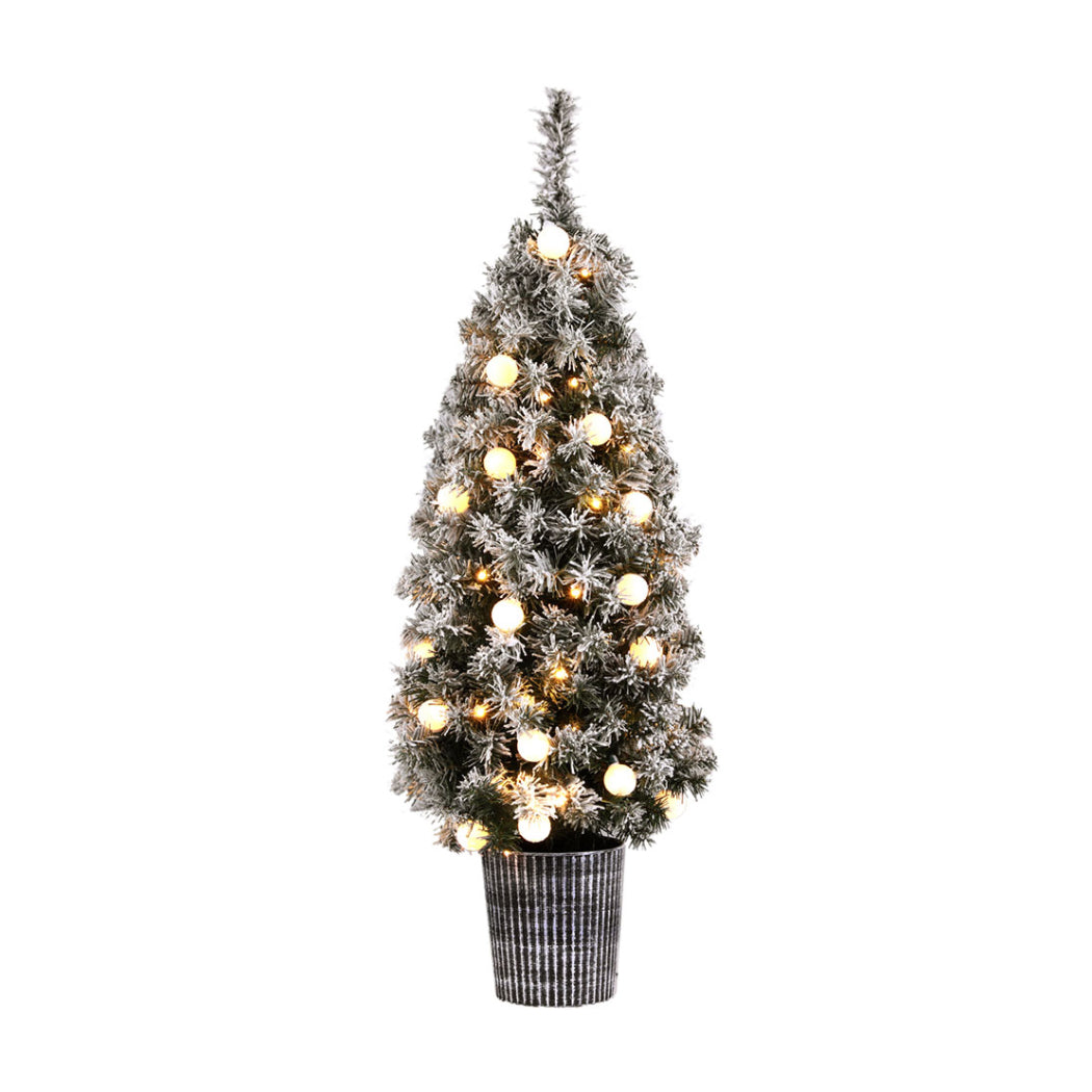 Jingle Jollys Christmas Tree 1.2M Potted Snowy Xmas Tree XM-TR-4FT-GS-LED-POT