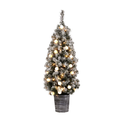 Jingle Jollys Christmas Tree 1.2M Potted Snowy Xmas Tree XM-TR-4FT-GS-LED-POT