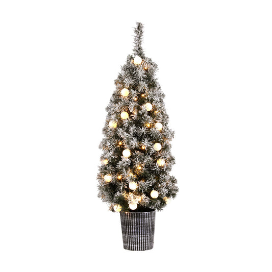 Jingle Jollys Christmas Tree 1.2M Potted Snowy Xmas Tree XM-TR-4FT-GS-LED-POT