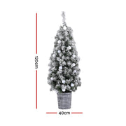 Jingle Jollys Christmas Tree 1.2M Potted Snowy Xmas Tree XM-TR-4FT-GS-LED-POT