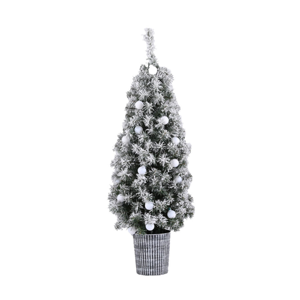 Jingle Jollys Christmas Tree 1.2M Potted Snowy Xmas Tree XM-TR-4FT-GS-LED-POT