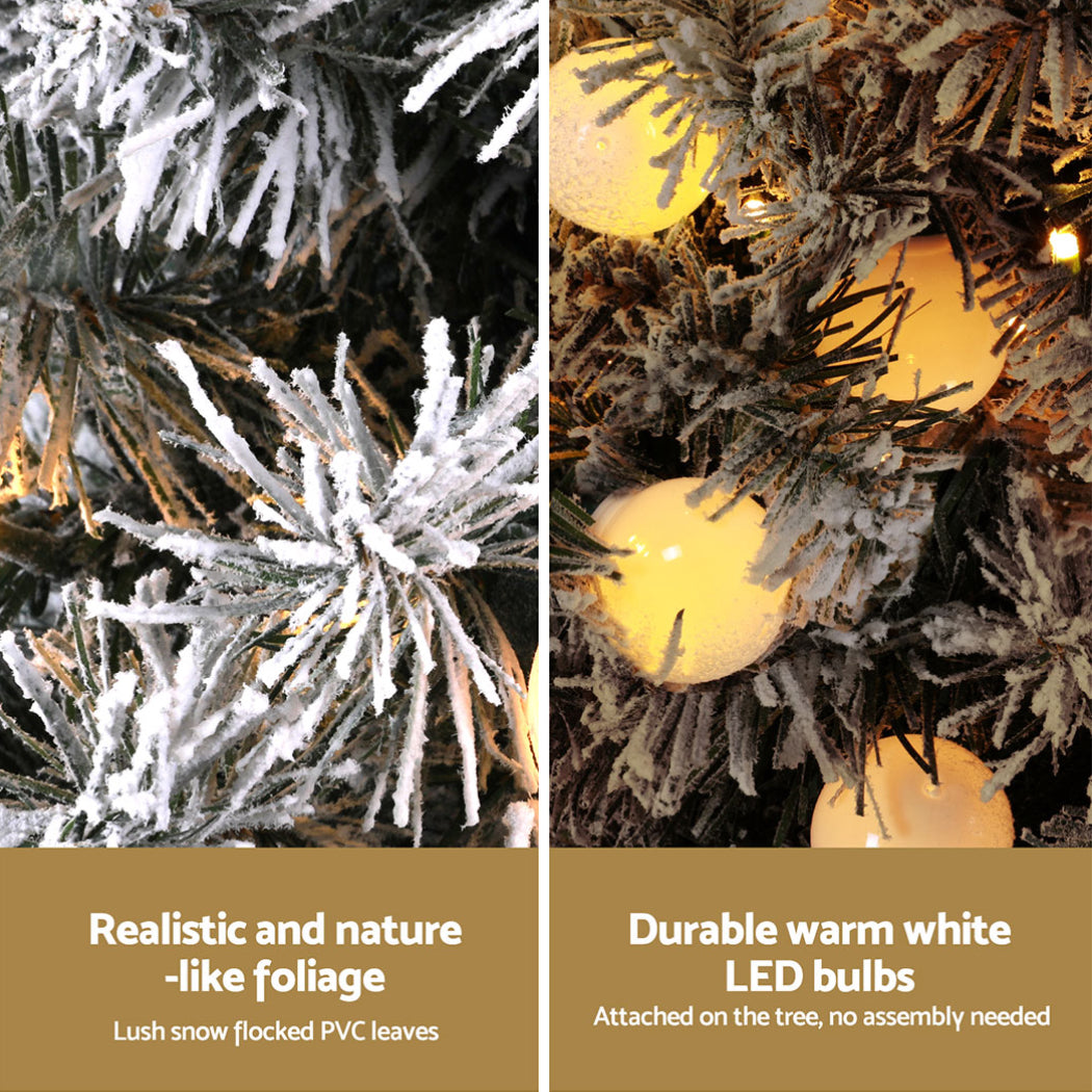 Jingle Jollys Christmas Tree 1.2M Potted Snowy Xmas Tree XM-TR-4FT-GS-LED-POT