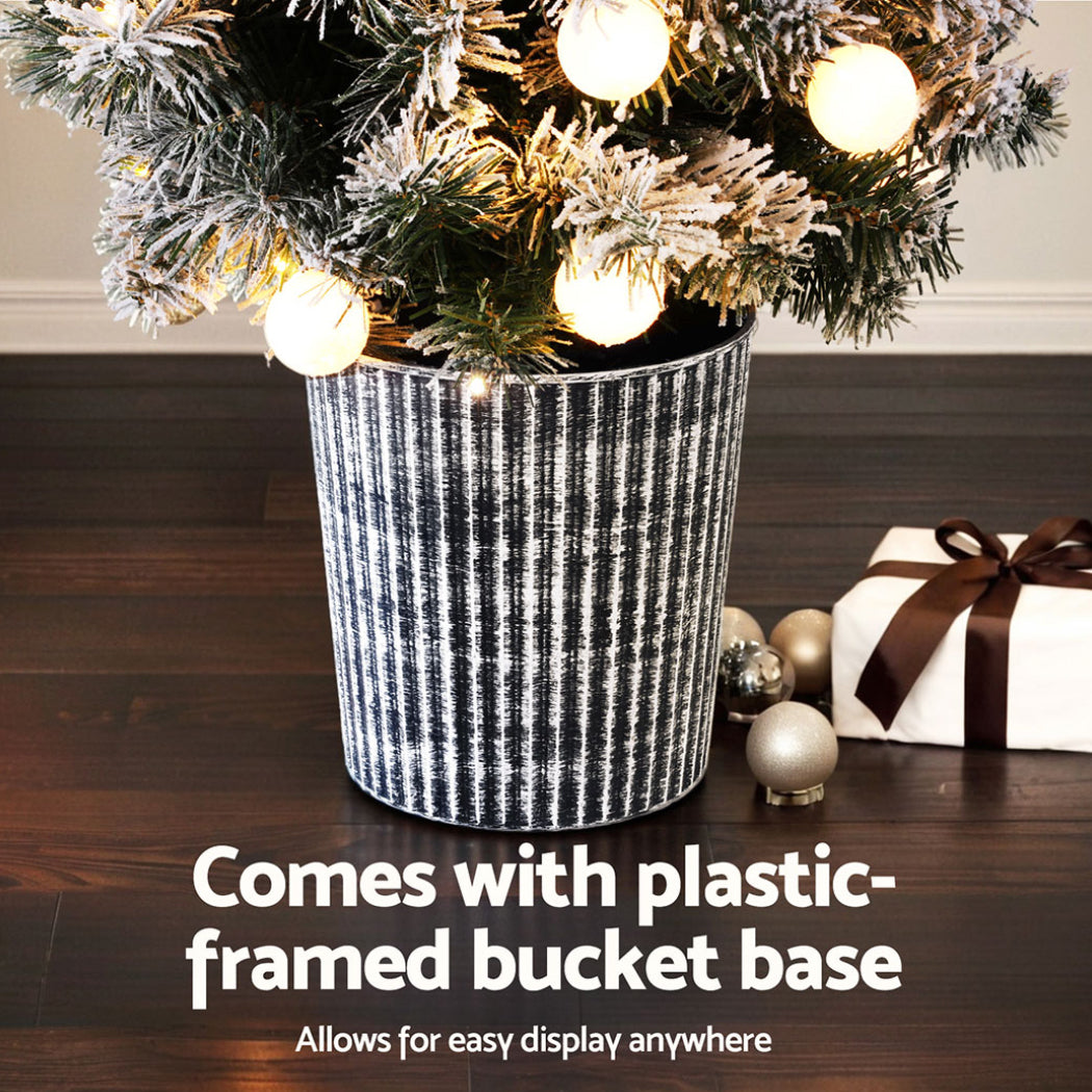 Jingle Jollys Christmas Tree 1.2M Potted Snowy Xmas Tree XM-TR-4FT-GS-LED-POT
