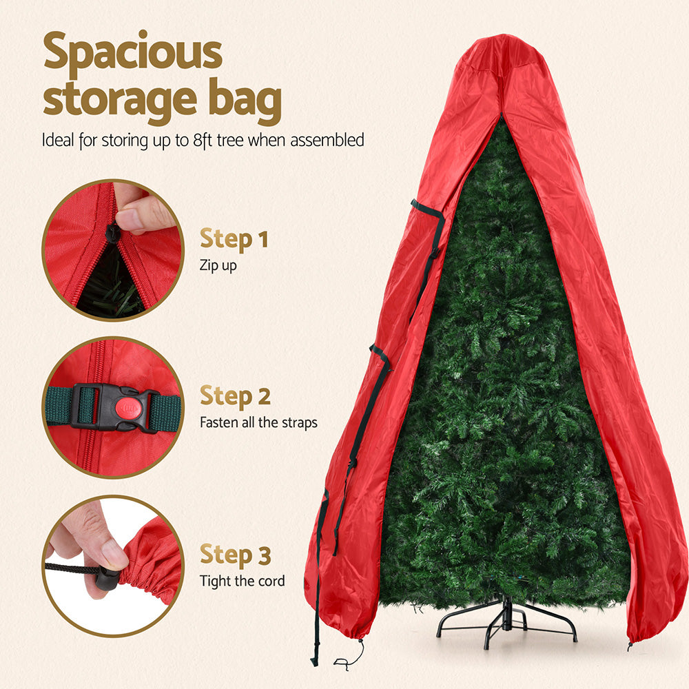 Jingle Jollys Christmas Tree Storage Bag Fits Up to 8ft Tree Xmas Bag Zipper Red XM-TR-8FT-BAG-RD
