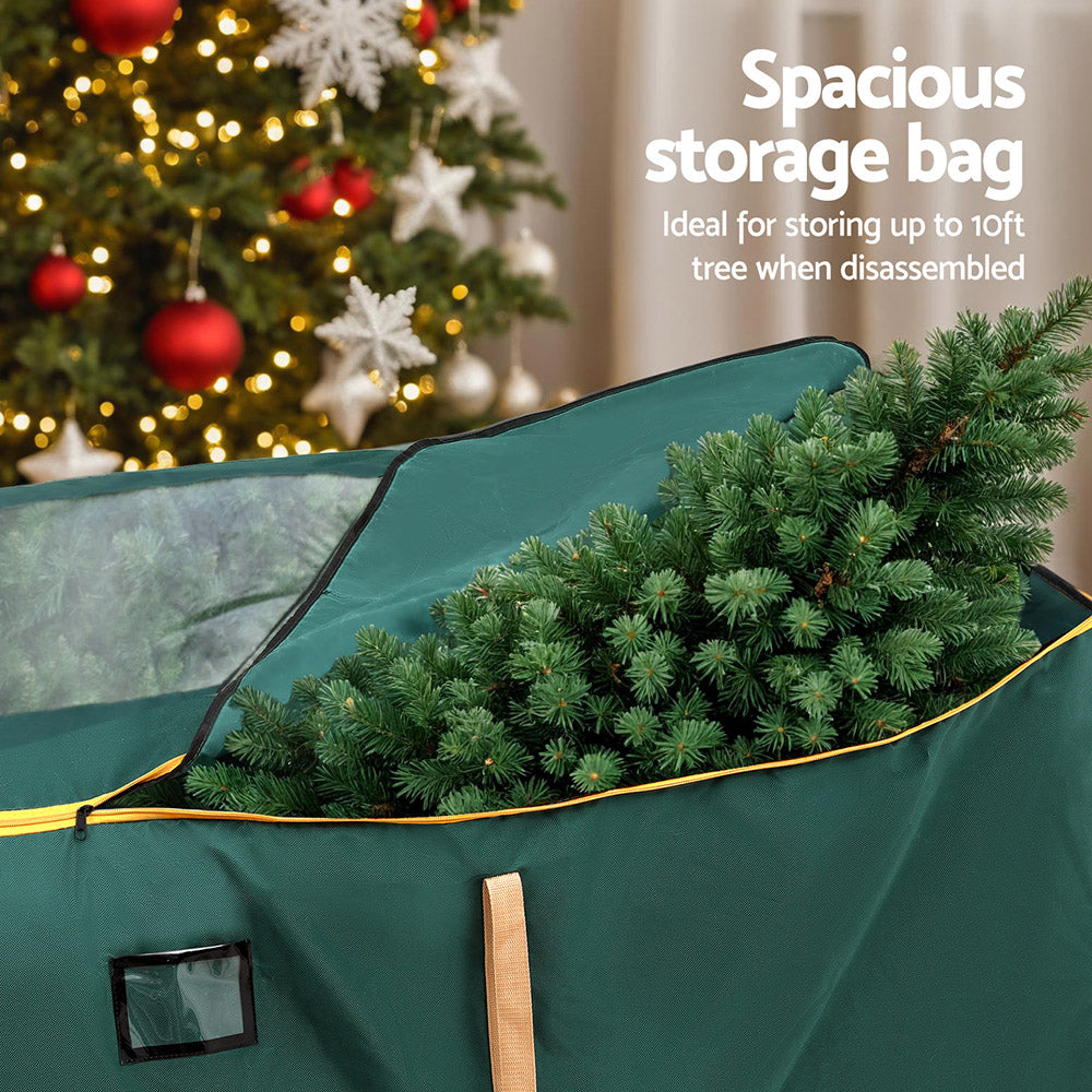 Jingle Jollys Christmas Tree Storage Bag Up to 10ft Visible Handle Wheels Green XM-TR-BAG-3ROLLER-GR