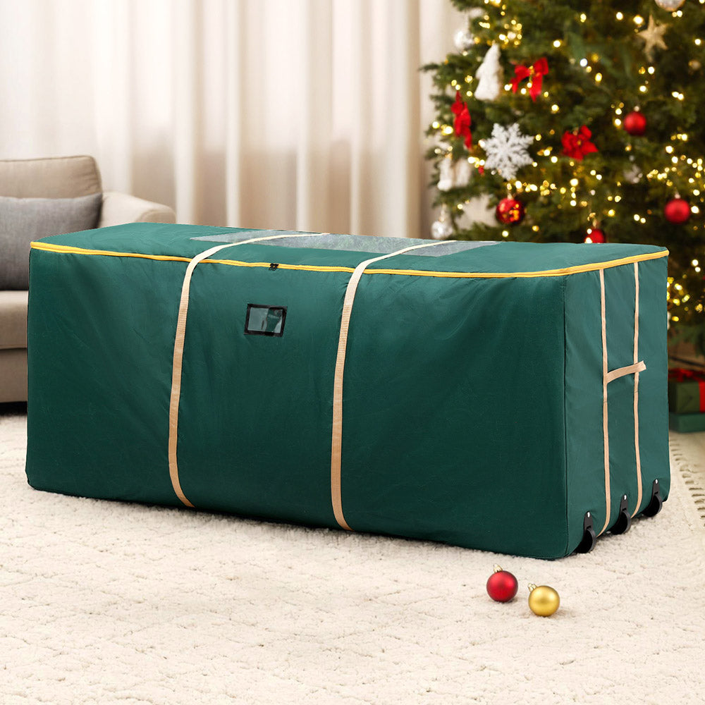 Jingle Jollys Christmas Tree Storage Bag Up to 10ft Visible Handle Wheels Green XM-TR-BAG-3ROLLER-GR