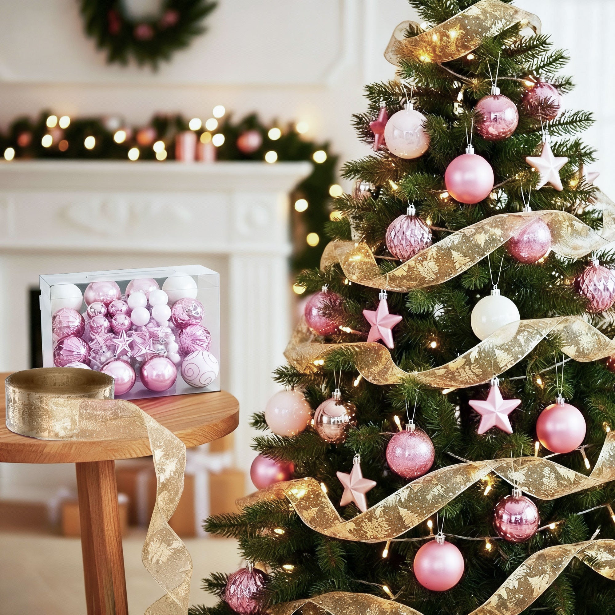Jingle Jollys Christmas Tree Decoration Set Ribbon Baubles Ornaments Party 34pcs XM-TR-BALL-RB-PKGD