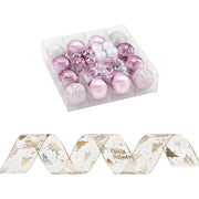 Jingle Jollys Christmas Tree Decoration Set Ribbon Baubles Ornaments Party 34pcs XM-TR-BALL-RB-PKGD