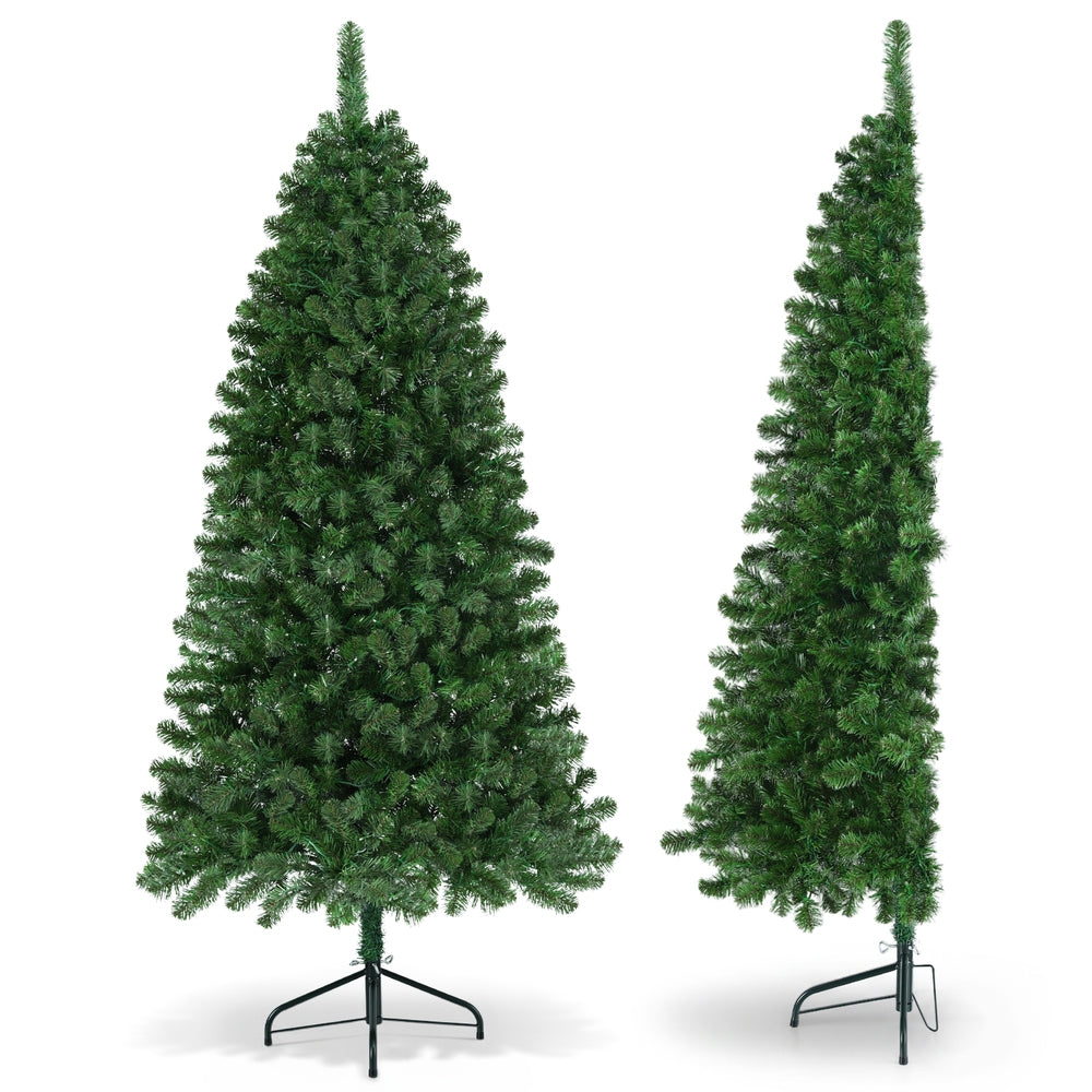 Jingle Jollys Christmas Tree 1.8M LED Corner Xmas Tree Half 8 Modes Multi-color XM-TR-CORNER-6FT-LED