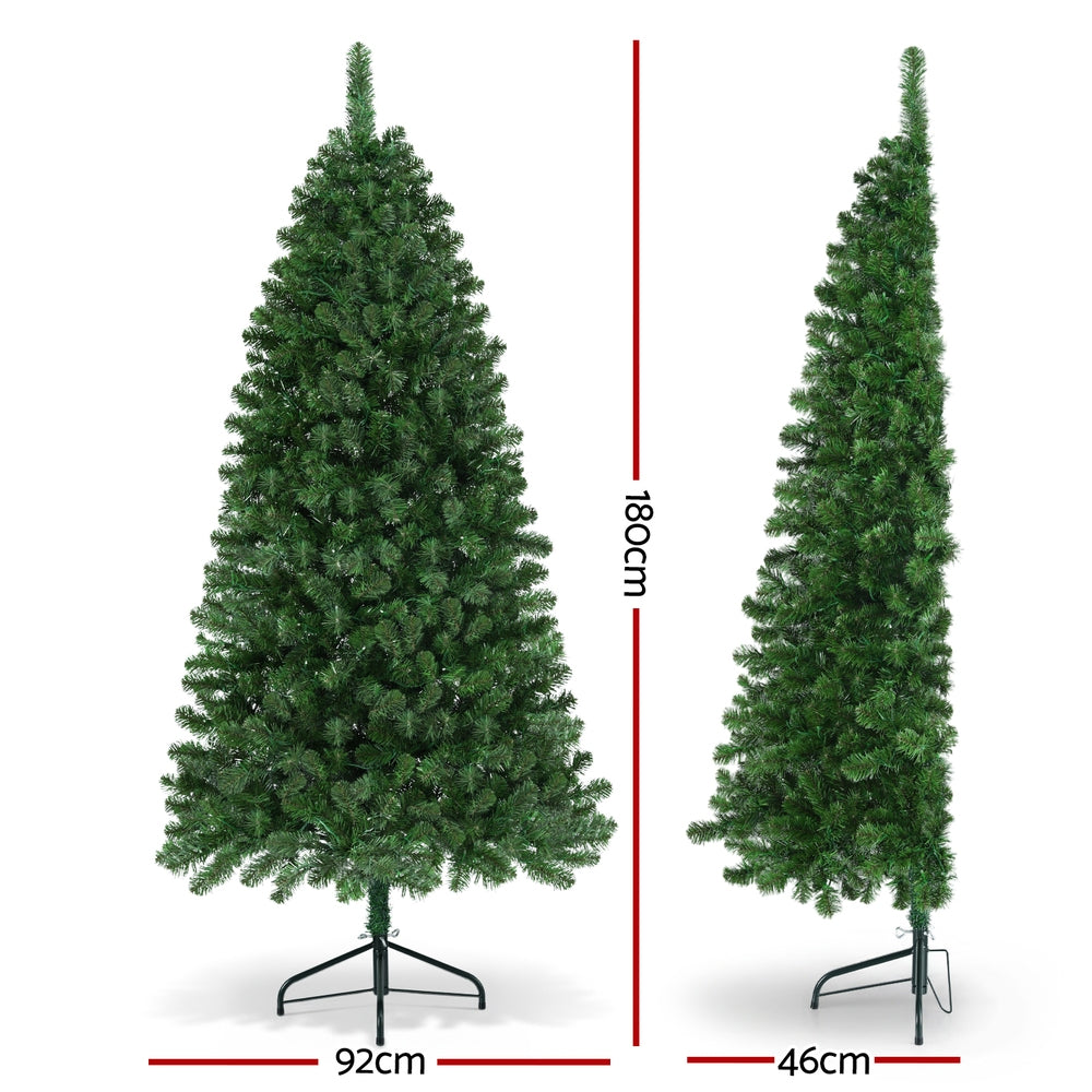 Jingle Jollys Christmas Tree 1.8M LED Corner Xmas Tree Half 8 Modes Multi-color XM-TR-CORNER-6FT-LED