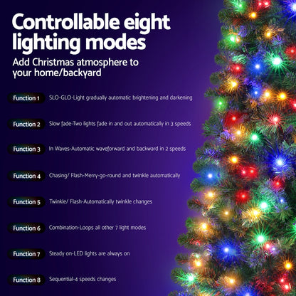 Jingle Jollys Christmas Tree 1.8M LED Corner Xmas Tree Half 8 Modes Multi-color XM-TR-CORNER-6FT-LED