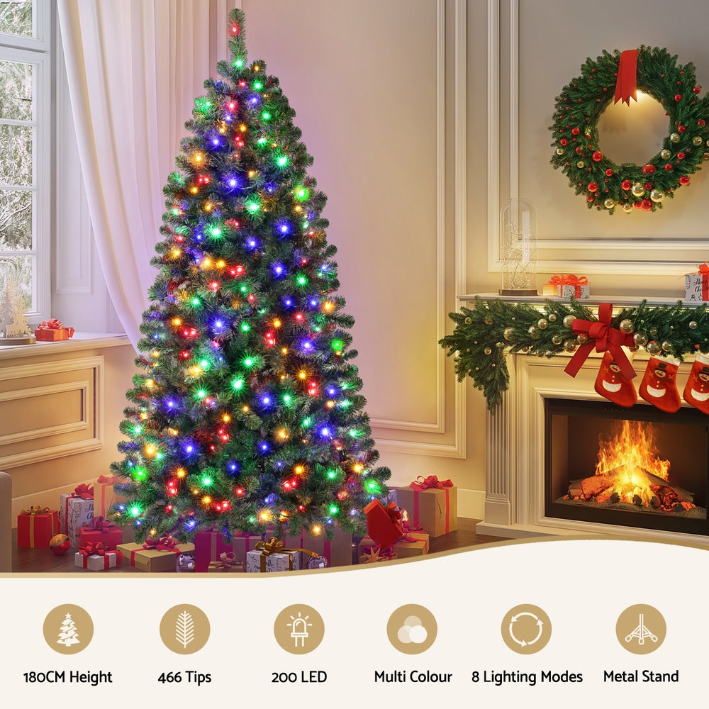 Jingle Jollys Christmas Tree 1.8M LED Corner Xmas Tree Half 8 Modes Multi-color XM-TR-CORNER-6FT-LED