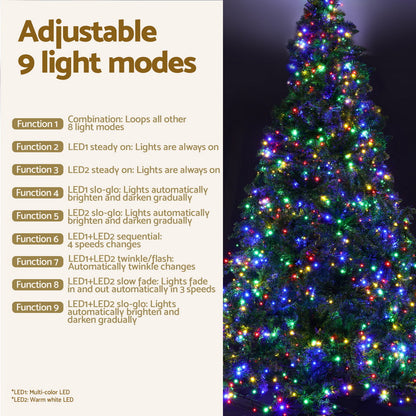 Jingle Jollys Christmas Tree 2.1m Xmas Tree Decoration 8 Light Mode Multi Colour XM-TR-E-WELL-7F-MC