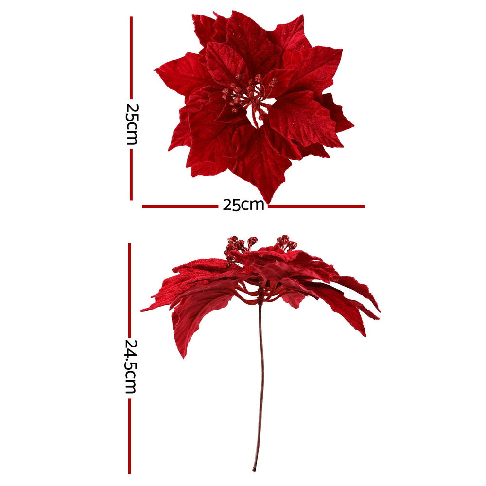 Jingle Jollys 14Pcs Christmas Tree Flowers Set Xmas Garland Wreath Ornaments Red XM-TR-FLOWER-14PCS-RD