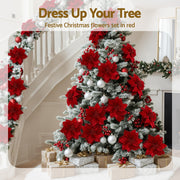 Jingle Jollys 14Pcs Christmas Tree Flowers Set Xmas Garland Wreath Ornaments Red XM-TR-FLOWER-14PCS-RD