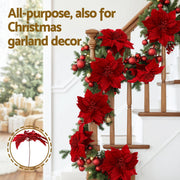 Jingle Jollys 14Pcs Christmas Tree Flowers Set Xmas Garland Wreath Ornaments Red XM-TR-FLOWER-14PCS-RD