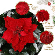 Jingle Jollys 14Pcs Christmas Tree Flowers Set Xmas Garland Wreath Ornaments Red XM-TR-FLOWER-14PCS-RD