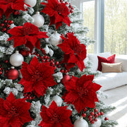 Jingle Jollys 14Pcs Christmas Tree Flowers Set Xmas Garland Wreath Ornaments Red XM-TR-FLOWER-14PCS-RD